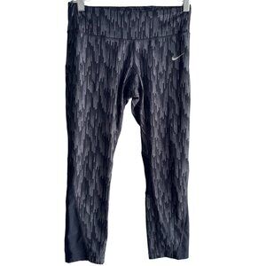 Nike Graphic Running Dri Fit Womens Capri Tights Size S White Black 835425